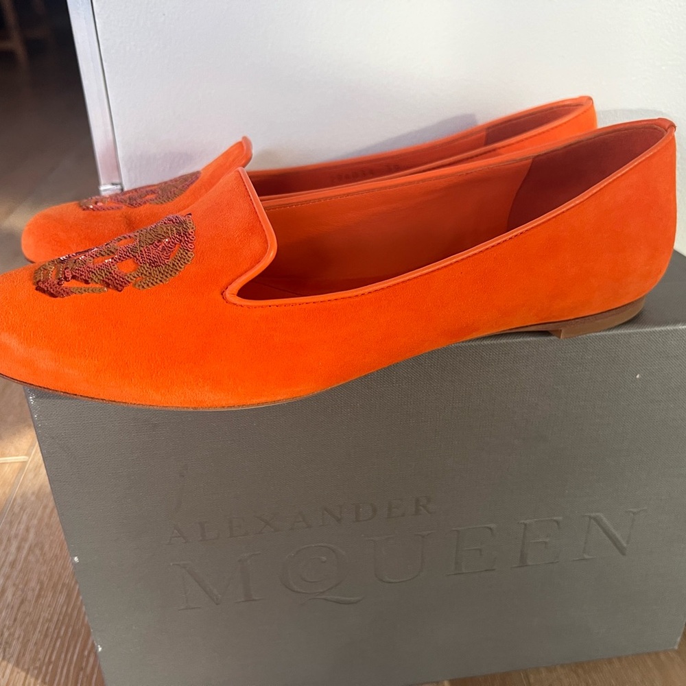 Alexander McQueen Orange Embroidered Flats, Sz.39 - Picture 2 of 12